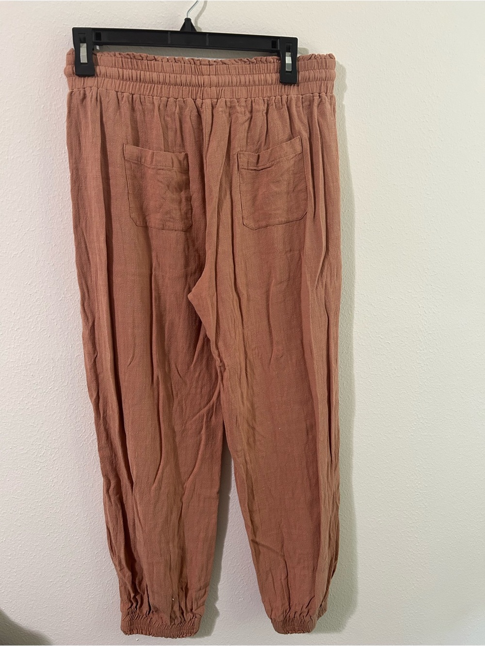 Women’s Casual Elastic-Waist Rust Brown Joggers